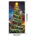 Christmas door banner decoration with festive tree and Santa design for holiday home decor. - QZBMT042 / With: Black Silk Ribbon