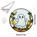 Halloween cute ghost acrylic hanging sign with chain and suction cup, 20cm home decor. - Style YGTYU548 (Round Ghost Plants)