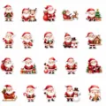 Christmas Santa Claus magnetic fridge stickers set size chart showing dimensions for holiday decor - Magnetic Sticker