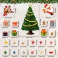 Christmas tree magnetic fridge stickers set holiday home decoration size details - CT496: KT Board Packed
