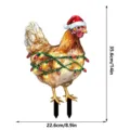 Christmas chicken garden stake LED glowing yard sign holiday outdoor lawn decoration - Style 1 (With Light Strip)