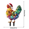 Christmas chicken yard stake outdoor garden decoration waterproof holiday ornament - Style 2 (With Light Strip)