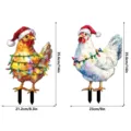 Christmas chicken yard stakes with lights holiday outdoor decorative garden stakes decor - Style 6 (2-Piece Set)