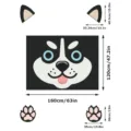 Gedetailleerde afmetingen van de cartoon husky automaat en accessoires met exacte maten. - Husky Stijl HW087 / Inclusief: plakstippen + 10 m zwart zijden lint + ronde acryllijm