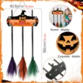 Halloween witch broom parking sign wooden hanging plaque spooky holiday party wall door decoration - MZ960