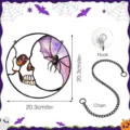 Halloween metal skull hanging ornament with chain and hook for holiday party home decor - JSTY420