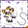 Halloween stained glass bat hanging decoration with chain and hook for home wall decor. - JSTY421
