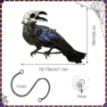 Halloween Stained Glass Raven Skull Wall Hanging Gothic Crow Home Decor with Chain and Hook - JSTY425