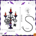 Halloween stained metal candelabra wall hanging detail, featuring spider and chain design. - JSTY426