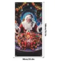 Christmas door banner Santa Claus holiday hanging decoration 180x90cm festive party supply - QZBMT043 / With: Black Silk Ribbon
