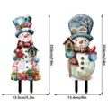 Christmas snowman garden stake detail view showing precise dimensions and festive yard decor design. - FGDC013-A+B Combo Style