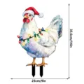 Christmas chicken yard stake with Santa hat and lights, waterproof garden decor, 14x9 inch size. - Style 5 (With Light Strip)