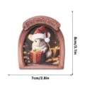 Wooden Christmas Mouse Fridge Magnet Cute Holiday Refrigerator Sticker Home Decor 8x7cm - MZCT182