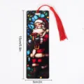 Christmas transparent acrylic bookmark with red tassel, Santa Claus holiday design, 15x5cm size. - Santa Claus(SQTYU003)