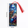 Christmas transparent acrylic bookmark with red tassel and religious nativity art design - Nativity(SQTYU011)