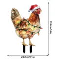Estaca de jardín de pollo de Navidad con gorro de papá Noel y luces decorativas - Accesorio: Guirnalda de luces con caja de pilas (pilas no incluidas) / FGDC003 - estilo A
