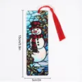 Christmas transparent acrylic bookmark with red tassel cute student stationery 15x5cm - Snowman(SQTYU008)