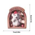 Wooden mouse hole fridge magnet Christmas 3D magnetic sticker home decor cute photo frames - MZCT187