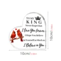 Acryl hart plaquette met kardinaal vogels en romantische liefdesboodschap voor bureaudecoratie cadeau. - Hart Ornament (BT408)