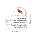 Hartvormige acryl gedenkplaat met kardinaalvogel ontwerp en troostgedicht voor huisdecoratie. - Hart Ornament (BT413)
