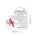 Transparant acryl hart ornament met rood kardinaal vogel bloem ontwerp, 10cm Valentijn - Hart Ornament (BT414)