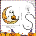 Halloween Ghost Moon Hanging Stained Glass Style Decoration with Chain and Hook for Home - JSTY432