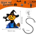Halloween pumpkin witch hanging decoration with chain and hook for home wall decor 19x20cm - JSTY433