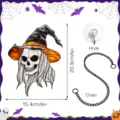Halloween stained glass skeleton witch hat hanging decor with chain and hook for home wall party. - JSTY434