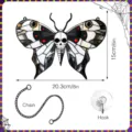 Halloween gothic skull moth stained glass hanging ornament with chain and hook 20x15cm - JSTY437