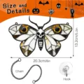 Halloween stained glass skull butterfly hanging decoration with chain and hook, 20.3cm size. - JSTY439
