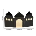 Detail view of Middle Eastern style architectural table ornament with golden geometric art. - MBT069-Model A / Black