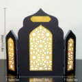 Eid Ramadan table centerpiece mosque arch decoration LED light Islamic party home decor - MXFB019-Style A / Box Packaging / Black