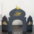 Eid Mubarak wooden mosque decoration table ornament with moon design size 30x20cm - 10mm PVC Foam Board + 2mm Gold Acrylic / Black (Style A)