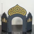 Middle Eastern style architectural desktop ornament with hollow-out geometric stars and arch design. - MXFB020-Style A / Box Packaging / Black
