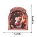 Wooden Christmas mouse hole fridge magnet with cute animal design and warm decorative details. - MZCT183