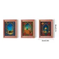 Middle Eastern style Islamic architecture fridge magnet decorative wooden photo frame 8x6cm - MZCT404 / Set of 3