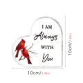Hart acryl plaquette herdenkingscadeau met rood kardinaal vogel ontwerp en inspirerende tekst. - Hart Ornament (BT417)
