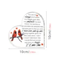 Acryl hart ornament met rode kardinaal vogel en romantische quotes, 10cm tafelcadeau. - Hart Ornament (BT419)