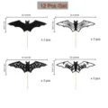 Halloween glitter bat cake toppers set of 12 spooky party cupcake decorations. Perfect for Halloween. - 12 Pieces/Pack / Glitter Black