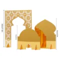 Gold acrylic Middle Eastern mosque arch tabletop ornament set for home decoration. - Double-Layer KT Board Packaging / Gold