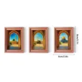 Islamic architecture wooden fridge magnet set, Middle Eastern style photo frame decor. - MZCT409 / Set of 3