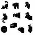 Detailed size chart showing dimensions and measurements of cute black cat magnetic bookmarks. - Black Cat (DXCT008) / 10 Pieces/Pack / Black