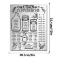 Detailed view of stainless steel kitchen conversion chart magnet with clear measurement units. - JSTY493 (With Magnet + 20cm Lanyard)