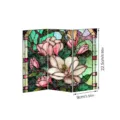 Mini stained glass folding screen desktop ornament with floral pattern acrylic divider 9x22cm - PFTYU002 / Box Package