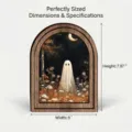 Halloween wooden arched framed ghost picture rustic floral wall decor 7.87x6 inches - 5mm Wood Board
