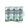 Mini paravent pliant en acrylique de bureau avec design floral coloré en vitrail, 22.5x9cm. - PFTYU012 / Emballage en Carton