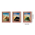 Set of three miniature wooden photo frame fridge magnets featuring Islamic architecture designs. - MZCT417 / Set of 3