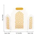 Islamic style architectural tabletop ornament detail, white and gold geometric folding screen decor. - MBT068-Model B / White
