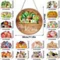 Houten verwisselbaar seizoensgebonden welkomsteken set met diverse feestdag decoraties. - MZ990 - Model B