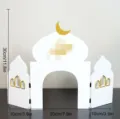 Middle Eastern style architectural desktop ornament with crescent moon and arch window design. - 10mm PVC Foam Board + 2mm Gold Acrylic / White (Style B)